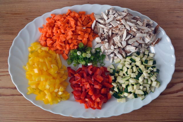 bokkeumbap sliced vegetables