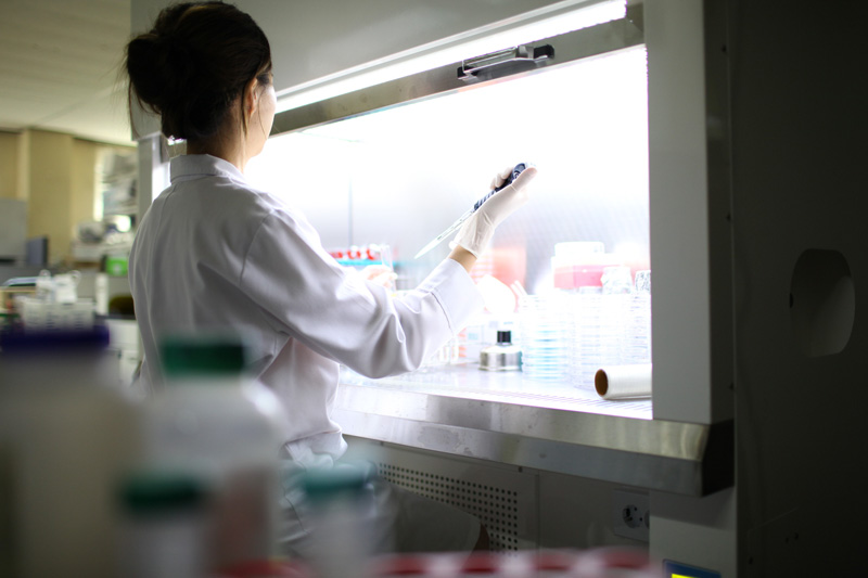 scientist in fermentation lab