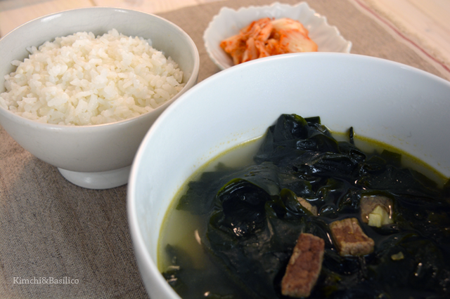 seaweed soup closeup