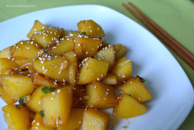 braised potatoes closeup