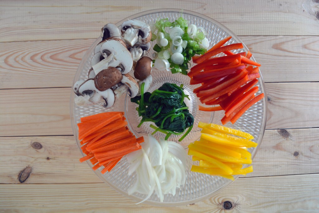 japchae sliced ingredients